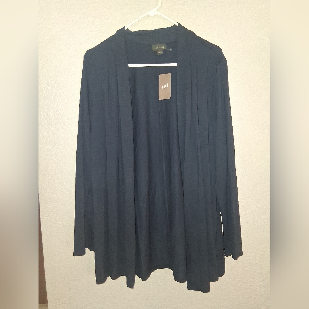 J Jill NWT Wherever Collection Open Cardigan Navy Travel XL